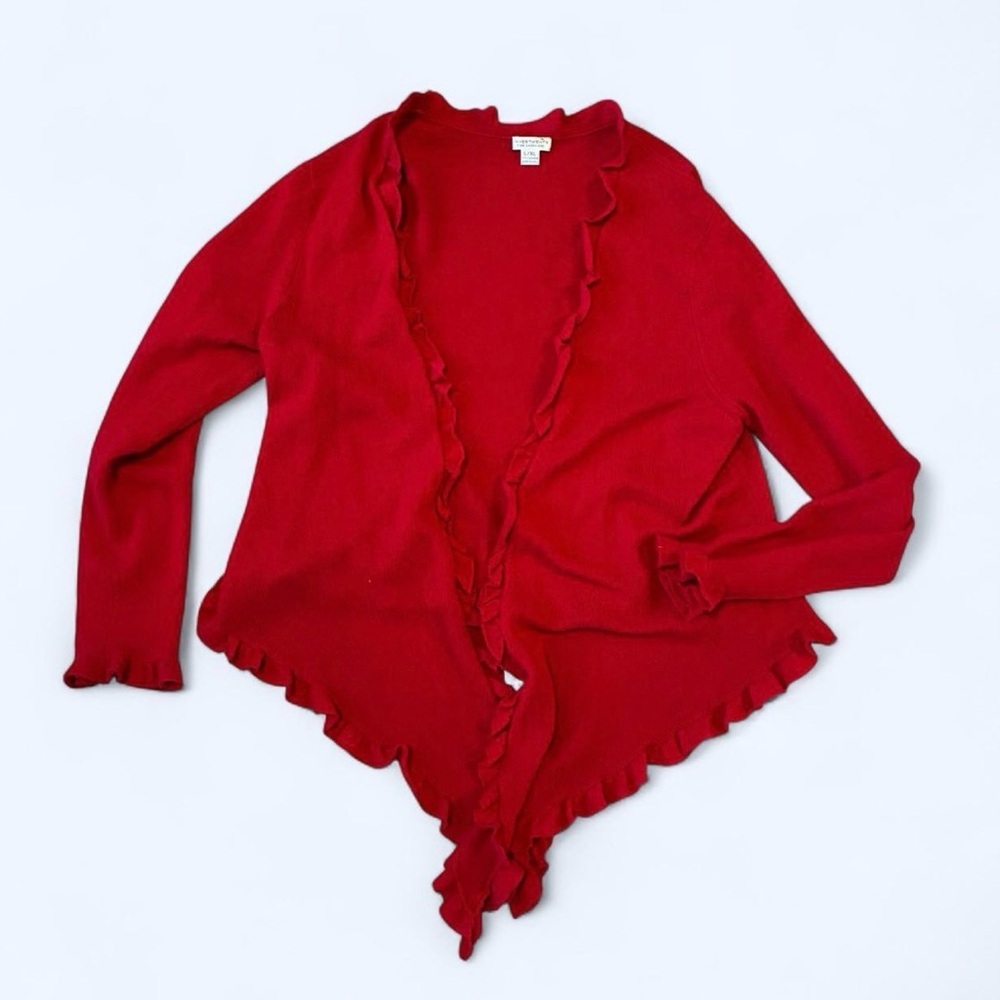 Vintage investments 100% cashmere sweater Red wrap cardigan shrug sweater